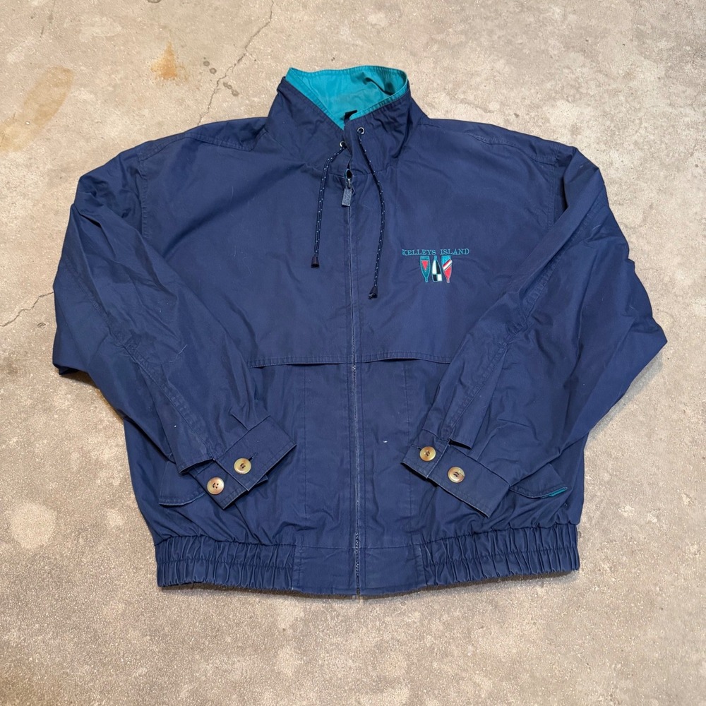 Vintage 90s Gear For Sports Jacket Mens L Blue Kelleys Island Windbreaker